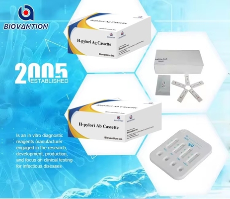 كاسيت اختبار ديناميكي سريع لـ Hpylori Ag Reagent للتشخيص البشري لـ WB/S/P